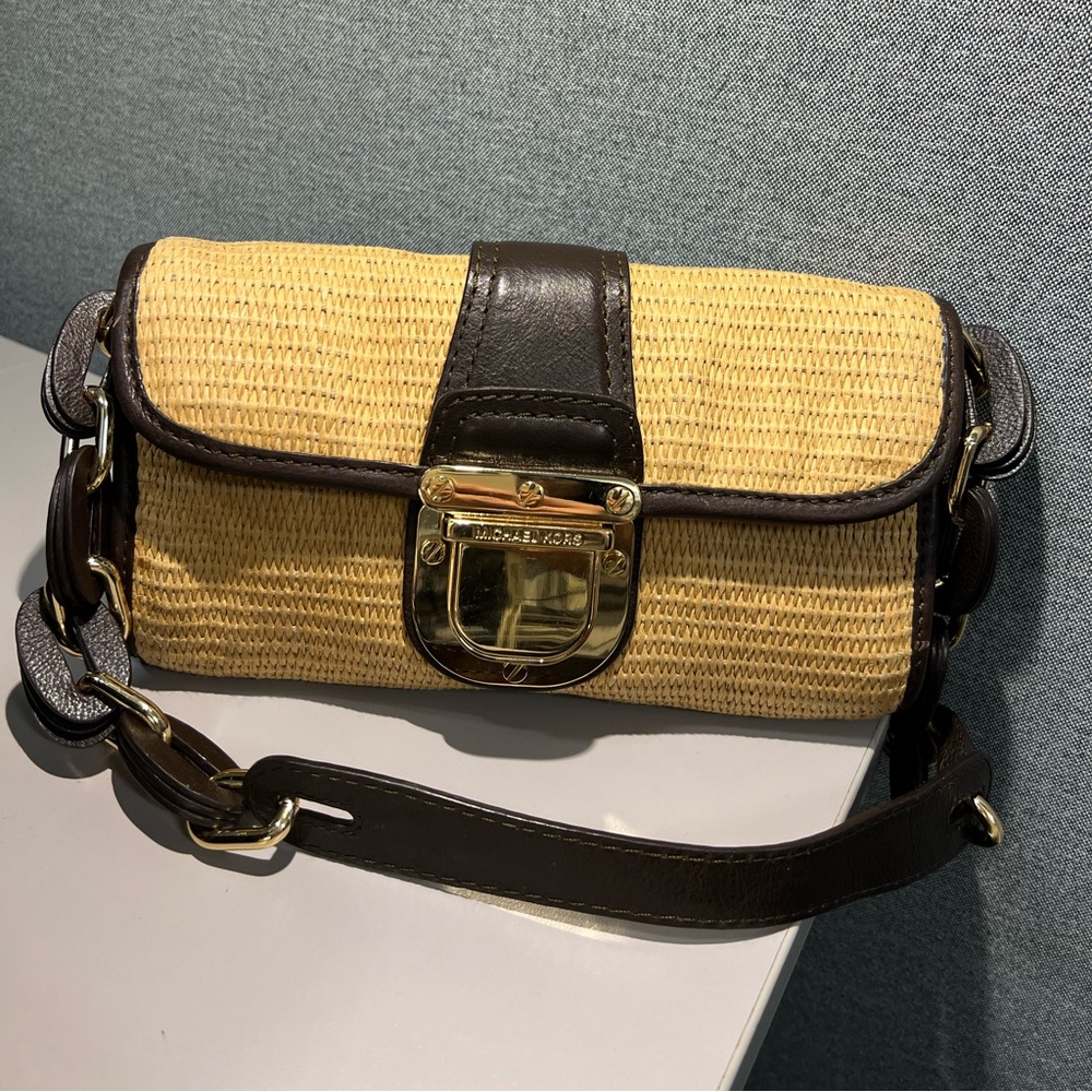 Michael Kors Rattan Weaved and Leather Baguette - Picture 4 of 15